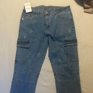 Women’s Blue Cargo Denim jeans